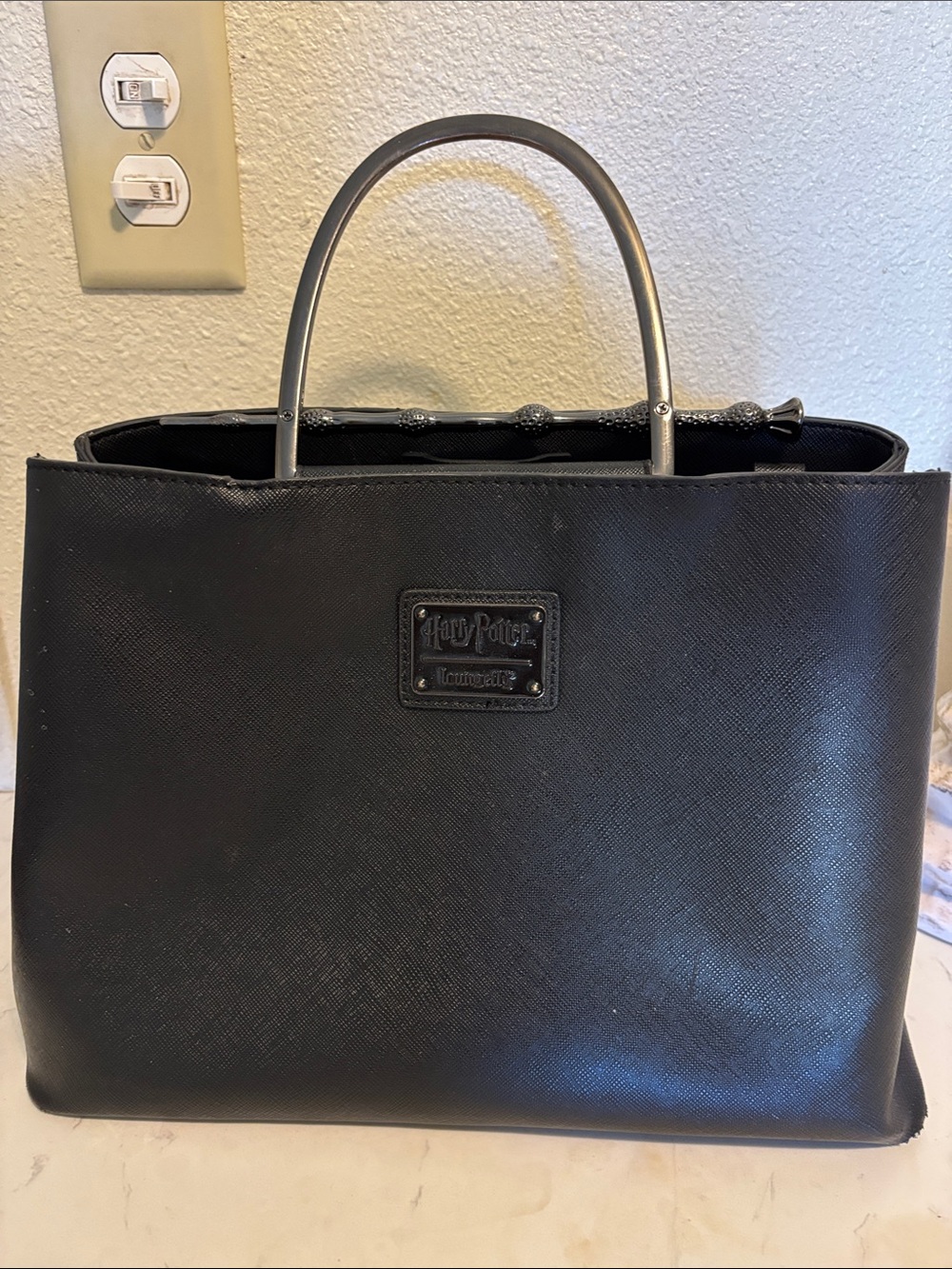 Warner Bros. Black Tote Bag with Silver Handles